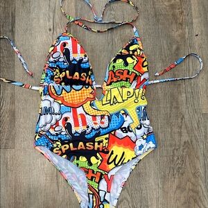 Colorful Comic Print  Swimsuit